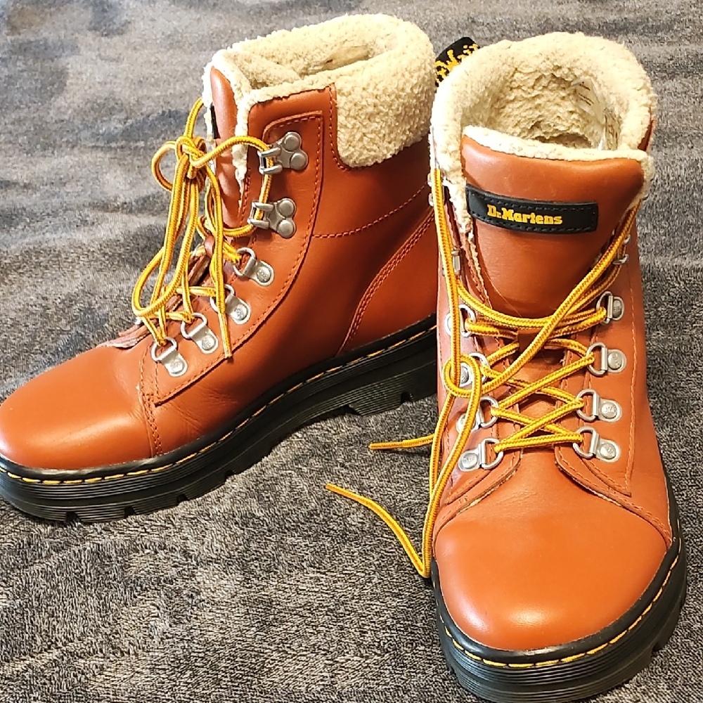 Dr. Martens Air Wair Women's Dark Orange, Leather Combat Boots